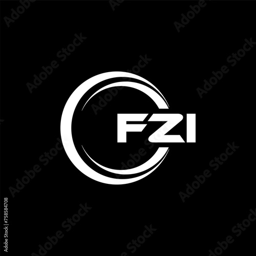 FZI letter logo design with black background in illustrator, cube logo, vector logo, modern alphabet font overlap style. calligraphy designs for logo, Poster, Invitation, etc. photo