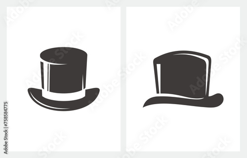 Black Hat Magic Rabbit Gentleman logo design vector icon 