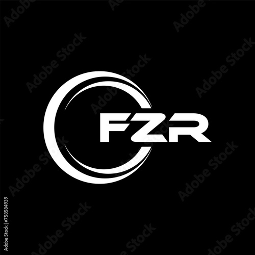 FZR letter logo design with black background in illustrator, cube logo, vector logo, modern alphabet font overlap style. calligraphy designs for logo, Poster, Invitation, etc.