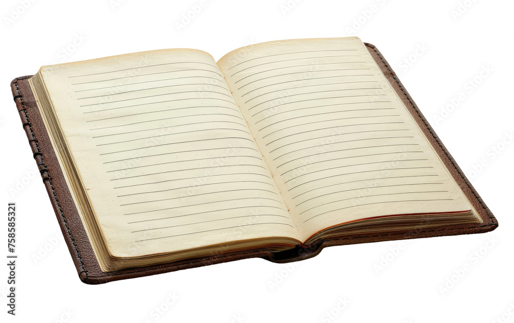 Overhead Shot of an Open Notebook isolated on transparent Background Overhead Shot of an Open Notebook isolated on transparent Background