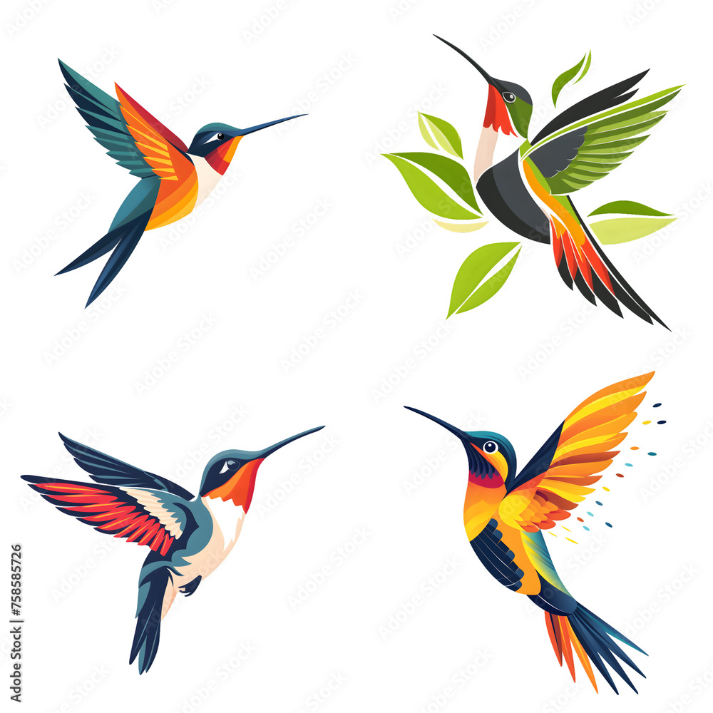 Obraz premium Flat logo of big animal Hummingbird isolated on white background