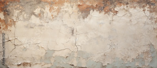 A closeup of a cracked wall with peeling paint in brown tones  resembling a natural landscape pattern. The texture looks like wood flooring  adding an artistic touch to the freezing soil