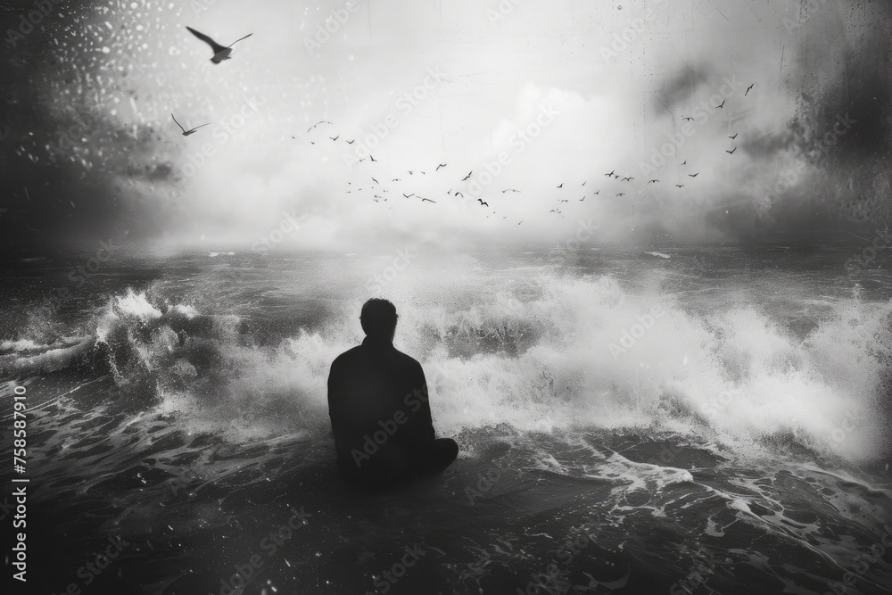 Fototapeta premium loneliness: capturing the emotional landscape of solitude, isolation, and the human experience of being alone in poignant, introspective moment.