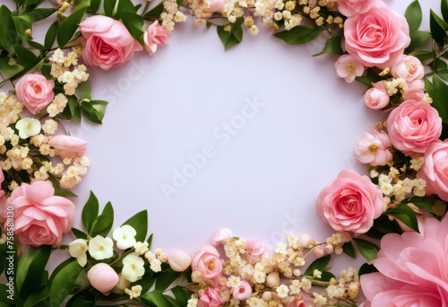 wedding success colorful flower green wreath leaf love borders frame Pentagon pink floral anniversary Christmas celebration decoration natural greeting cute birthday blossom valentine card © wafi