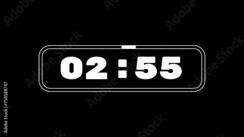 3 minute timer countdown animation. Animated with a white progress bar on black background. 4K. Ideal for business, countdowns, and events.