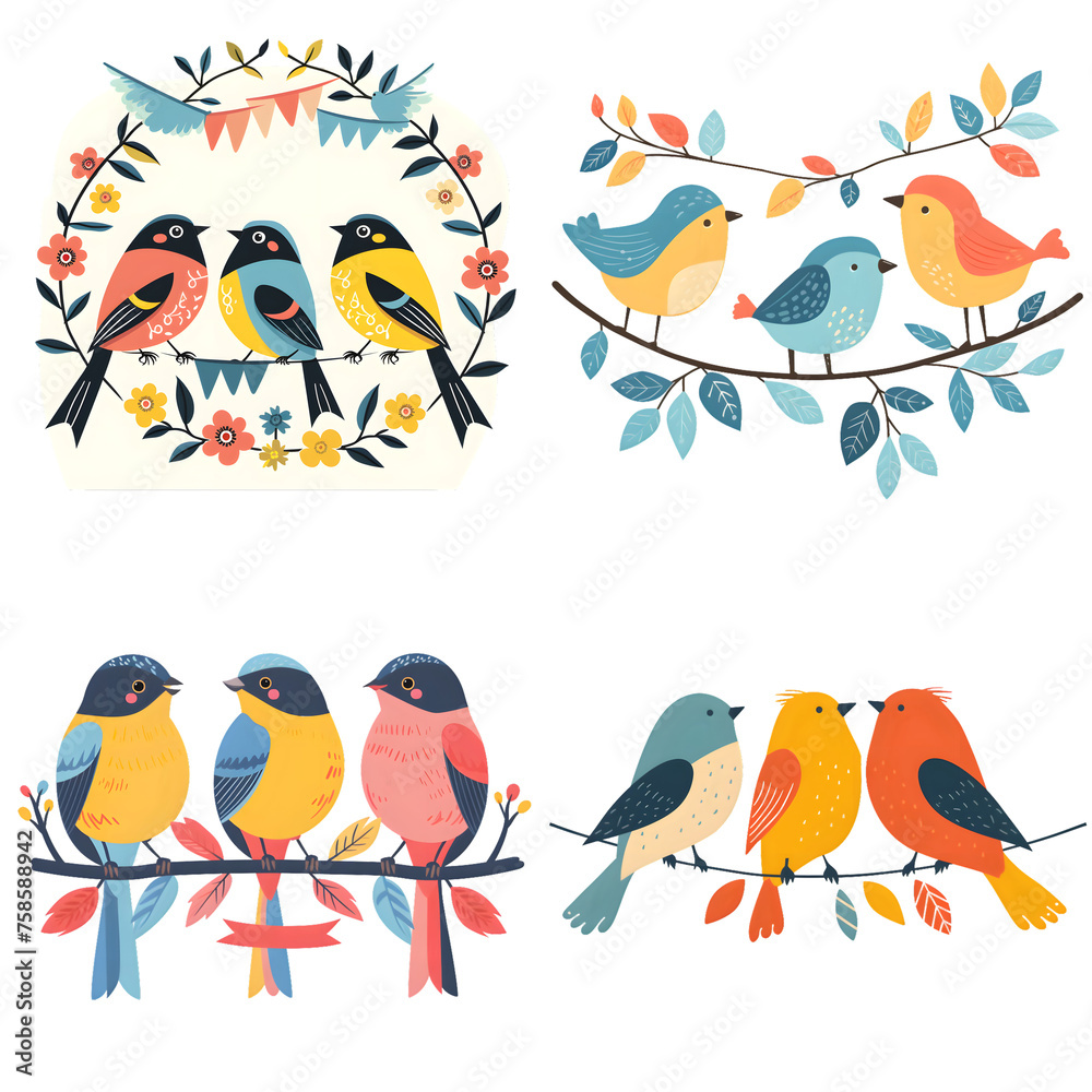 Obraz premium Flat logo of big birds Bunting on isolated white background