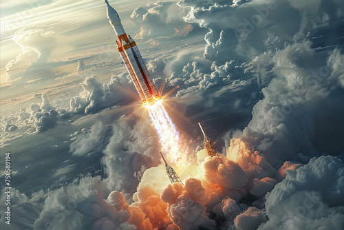 Rocket flight aircraft spacecraft illustration entering space
