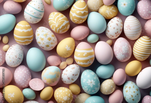 branches pattern easter wrapping spring eggs Happy holiday gentle elements textile seamless flowers white background paper pastel colors wallpaper Egg