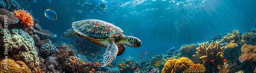 Coral Reef Sea Turtle #758589987