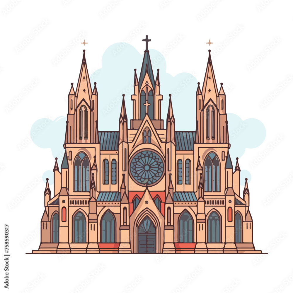 A majestic Gothic cathedral with towering spires 