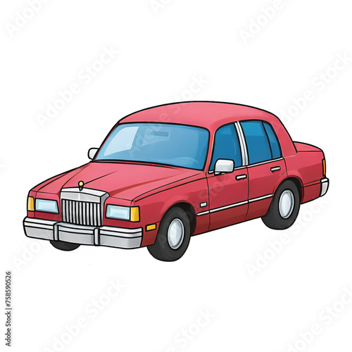 Town Car Hand Drawn Cartoon Style Illustration