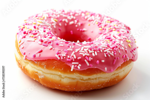 Sprinkle Donuts on White Background 