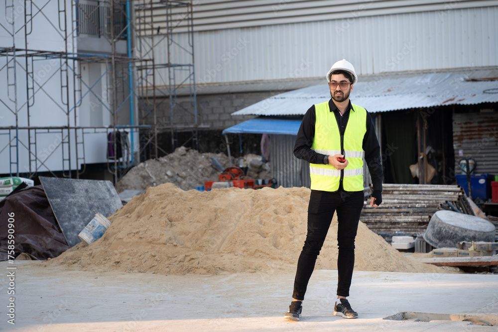 Portrait Middle east engineer man working at construction site	