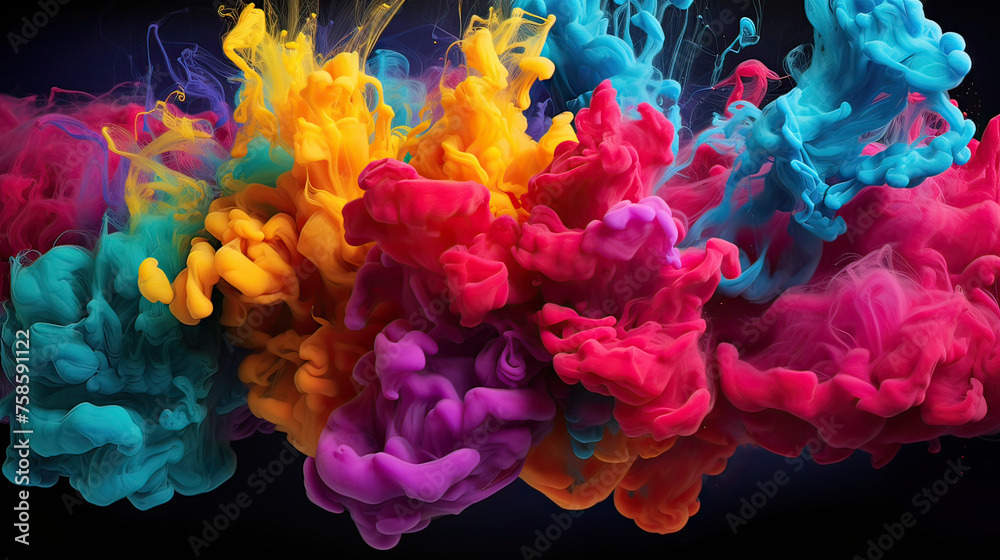 Vibrant Pops of Color Explosion Background Ai Generative