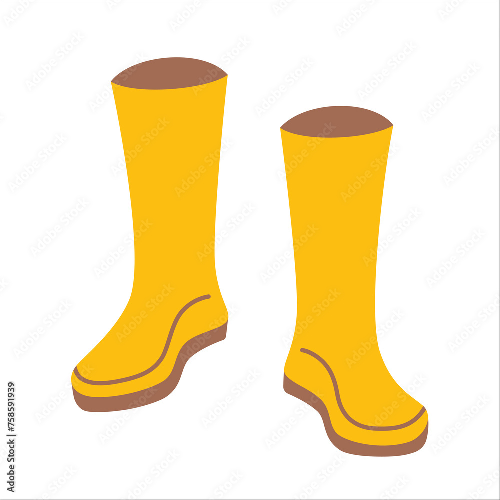 Rubber boots icon, vector illustration of waterproof gumboots, pair of shoes for rainy weather, gardening and farming footwear, wellington boots for spring and autumn