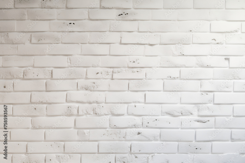 Fototapeta premium White Painted Brick Wall Texture, Minimalist Interior Design Background, Clean and Modern Aesthetic