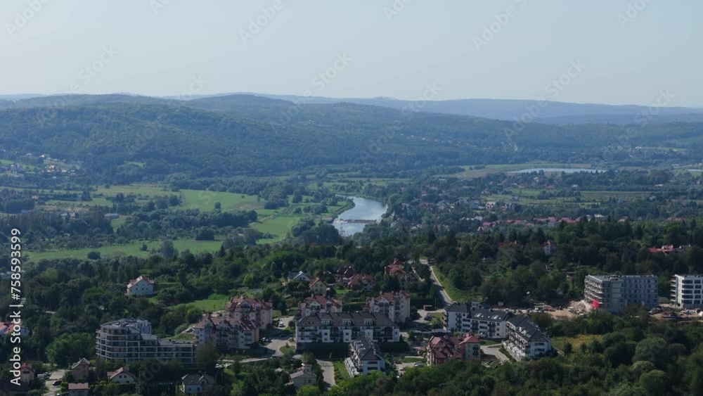 Beautiful Landscape River Hill Przemysl Aerial View Poland Beautiful Landscape River Hill Przemysl Aerial View Poland