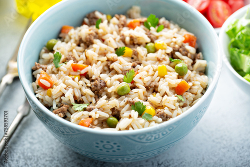 Rice with vegetables and beef