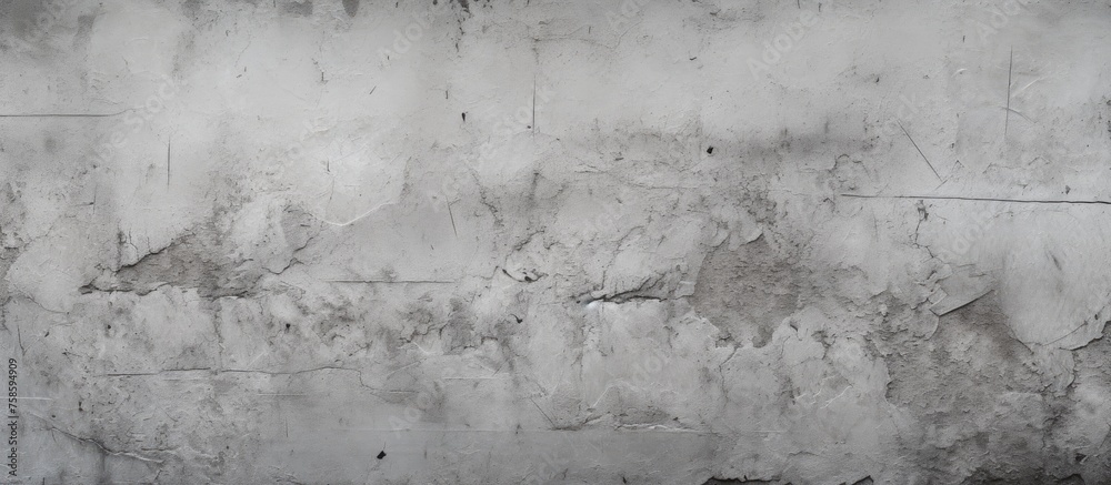 A monochrome photograph of a concrete wall, creating a pattern of rectangles and lines. The landscape is minimalistic, with a horizon in the background