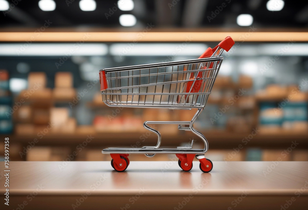 clipping podium cart shopping path3d conceptwith shopping rendering trolley poduim confetti discount showcase e-business technology shopping promotion present advertising template banner metal