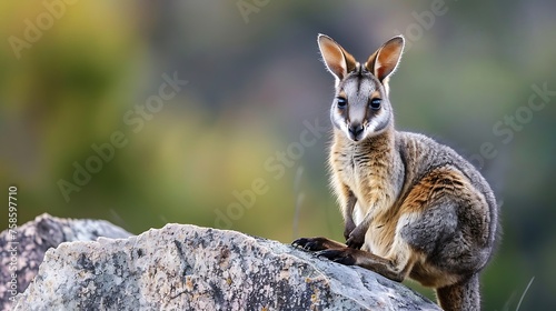 a rock wallaby standing on a rock