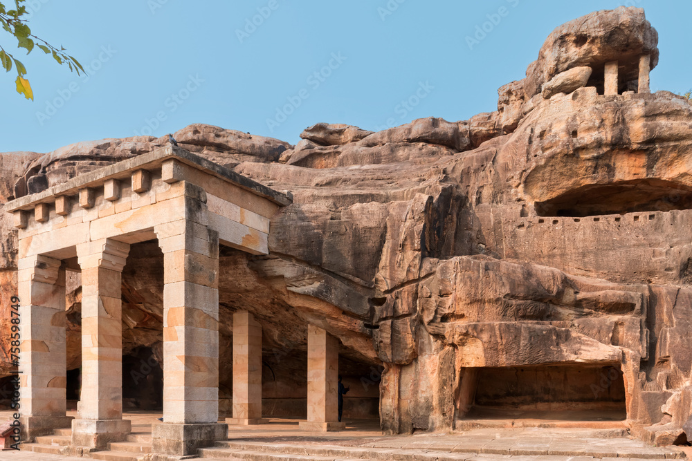 Famous Cuttack caves at Khandagiri cave complex Bhubaneshwar, Odissa, India.