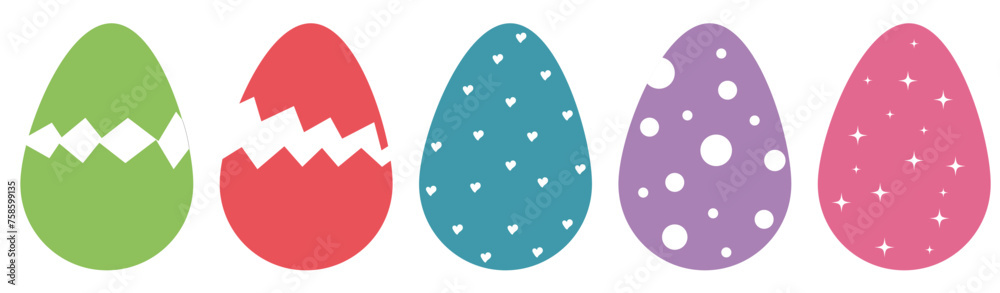 Set of easter eggs flat design on white background. Happy easter decorative elements. easter eggs vector. Set of easter eggs flat design on white background. Happy easter decorative elements. easter eggs vector.