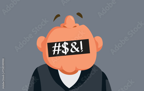 Adult Man Cursing Using Foul Language Vector Cartoon Illustration. Angry frustrated person feeling outraged and exasperated 
