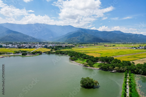 aerial view of Dapo Pond, a lake in Chishang, Taitung, taiwan