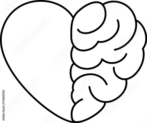 Heart and Brain concept, conflict between emotions and rational thinking, teamwork and balance between soul and intelligence. Vector illustration.