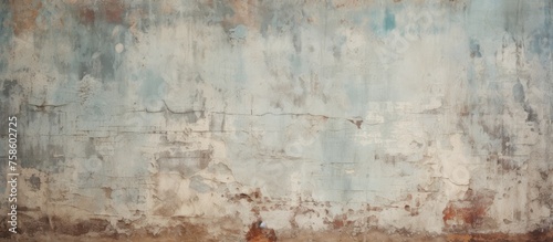 A detailed view of a weathered concrete wall with flaking paint  capturing the texture and patterns resembling abstract art in a natural landscape
