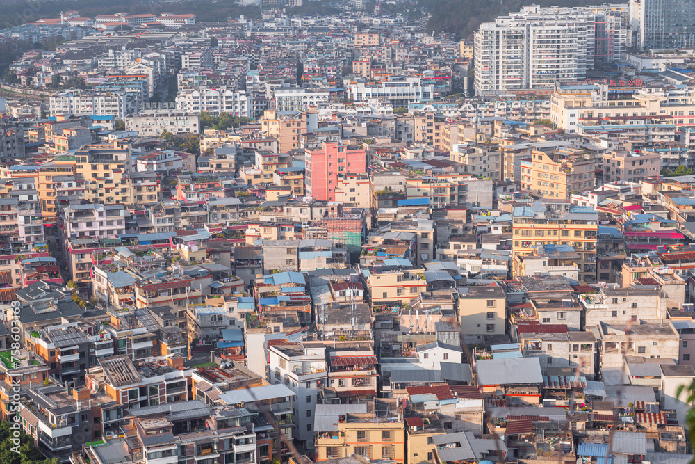 Top view of the old town and suburbs of Guilin, Guangxi, China