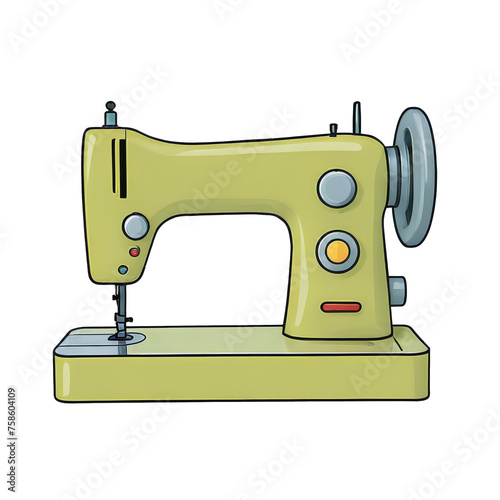 Sewing Machine Hand Drawn Cartoon Style Illustration