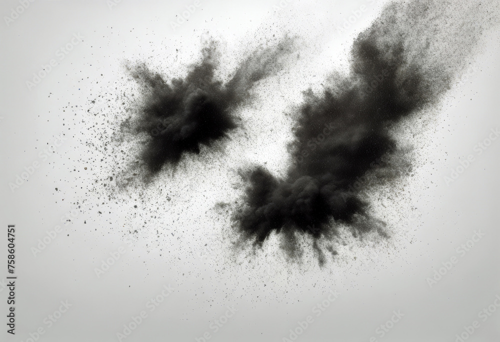 background isolated dust particles explosion texture Abstract Black white overlay - obrazy, fototapety, plakaty 