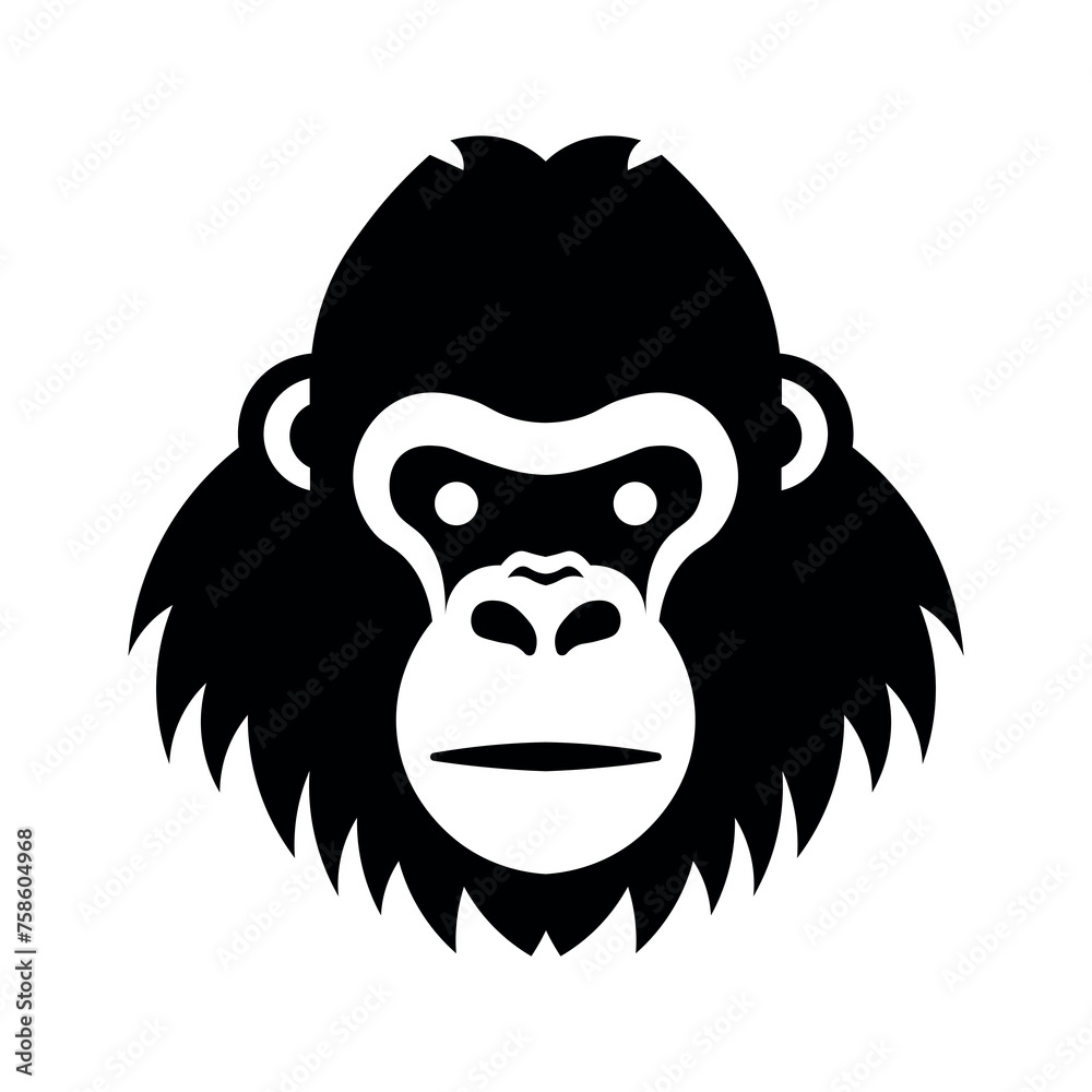 black vector gorilla icon on white background