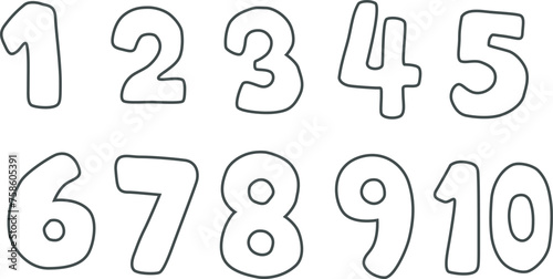 Set of numbers, hand drawn, Vector Illustration