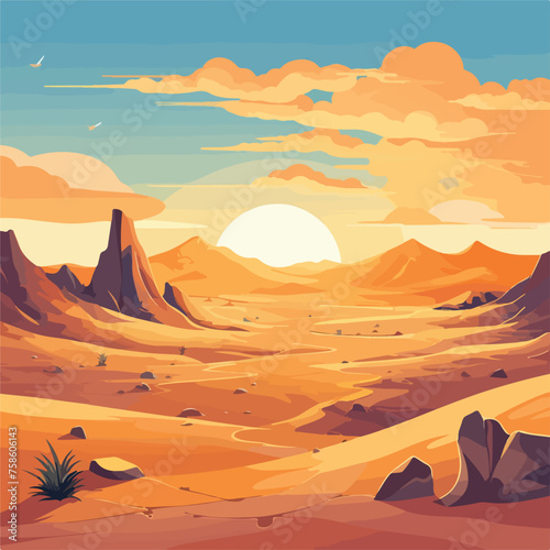 A vast desert landscape with towering sand dunes an