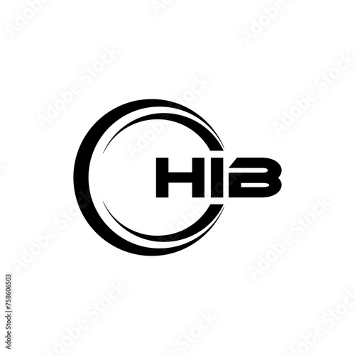 HIB letter logo design with white background in illustrator, cube logo, vector logo, modern alphabet font overlap style. calligraphy designs for logo, Poster, Invitation, etc. photo