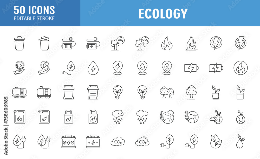 Ecology And Sustainability Line Icons