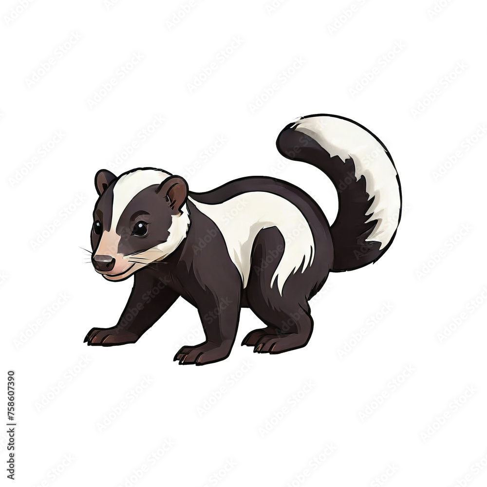 Skunk Hand Drawn Cartoon Style Illustration Skunk Hand Drawn Cartoon Style Illustration