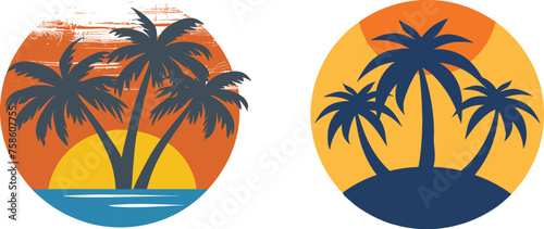 Trees on the beach, t-shirt design, vector illustration.
