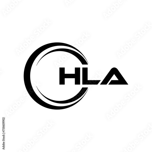 HLA letter logo design with white background in illustrator, cube logo, vector logo, modern alphabet font overlap style. calligraphy designs for logo, Poster, Invitation, etc. photo