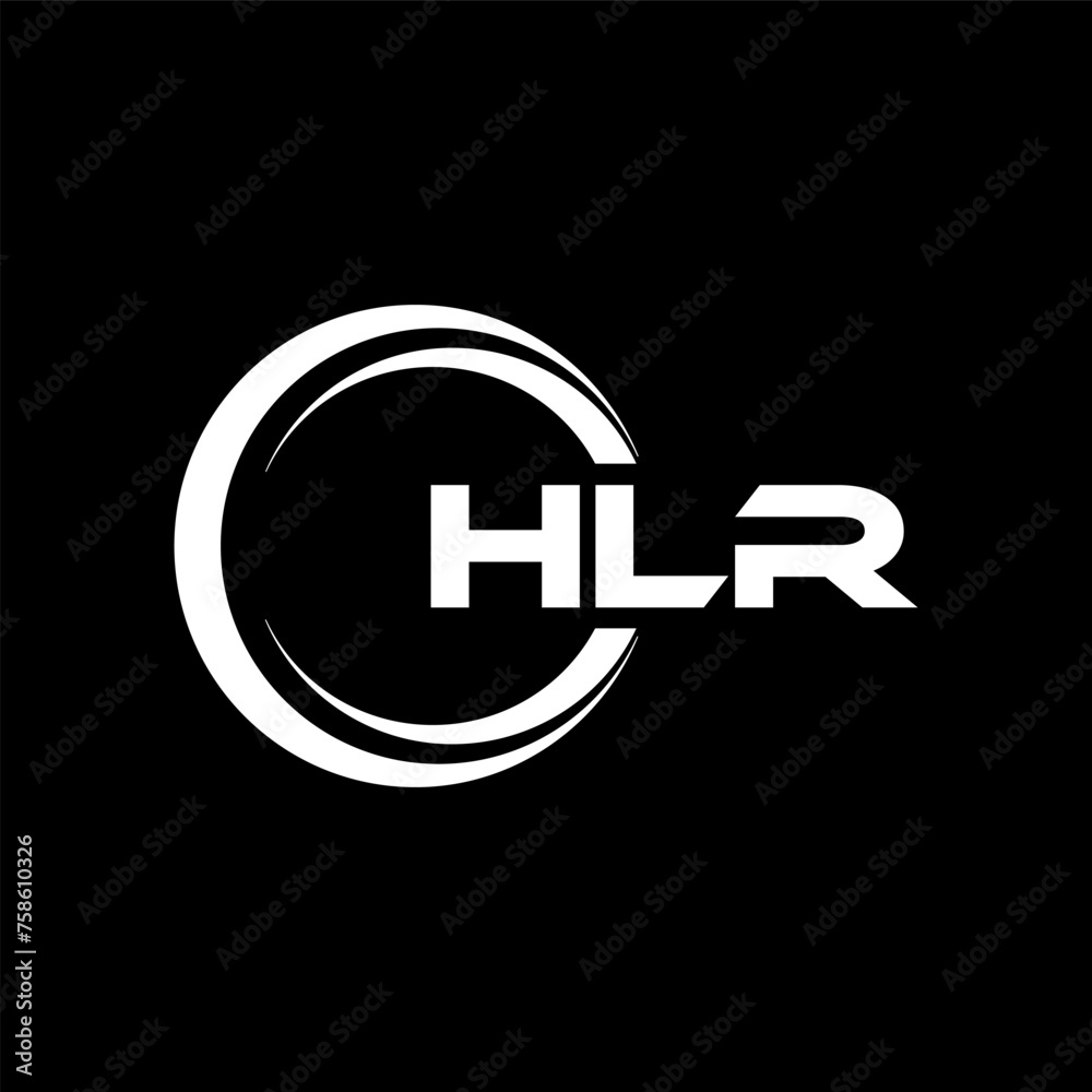 HLR letter logo design with black background in illustrator, cube logo, vector logo, modern alphabet font overlap style. calligraphy designs for logo, Poster, Invitation, etc.