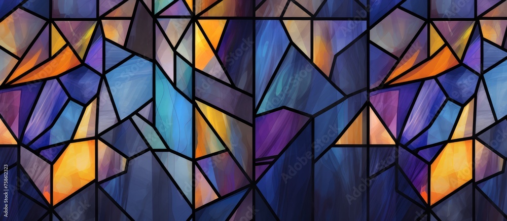 Abstract geometric pattern inspired by stained glass for luxury interior design. Abstract geometric pattern inspired by stained glass for luxury interior design.