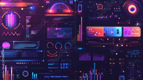 Futuristic modern HUD digital computer Infographic abstract background. AI generated image