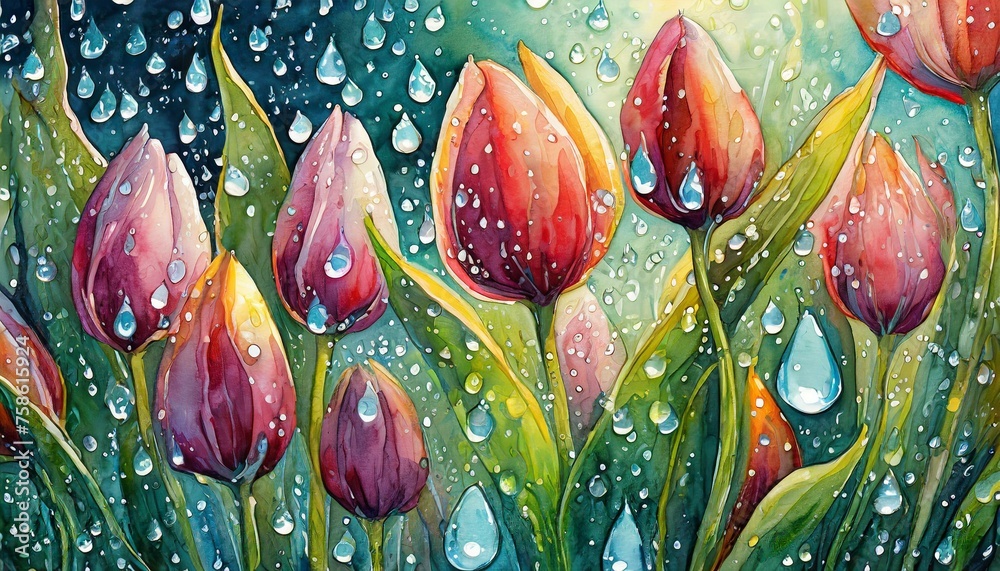 flowers in the rain