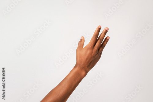 Cropped image of african american man gesturing against white background