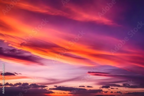 clouds streaking across a sunset sky