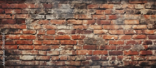 A detailed shot of an aged brick wall showcasing the intricate pattern of the brickwork and mortar. This historical building material is a composite art form in itself