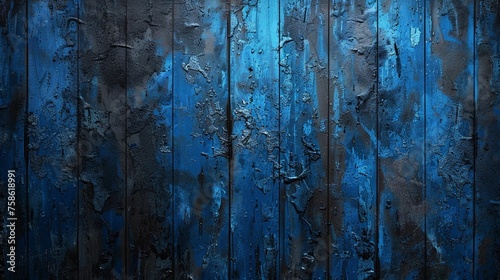 Textured Metallic Blue and Black Old Wooden Wall Backdrop